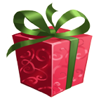 Gift wrapped in red and green paper