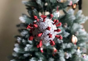 Christmas tree with covid ornament